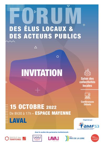 la Safer Pays de la Loire sera présente au forum des collectivités locales, le samedi 15 Octobre, à LAVAL, venez nous rencontrer sur le stand n°9